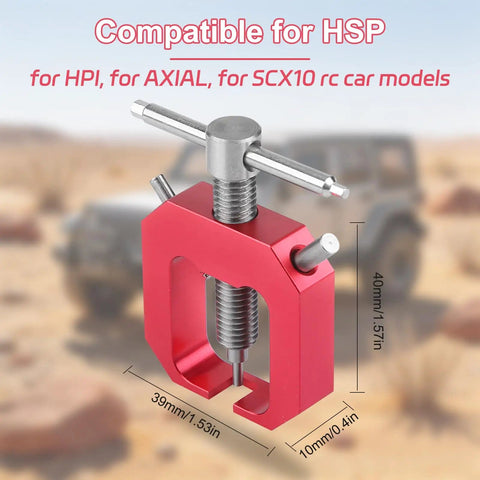 Mini Gear Puller For RC Cars Red Aluminum Pinion Bearing Removal Tool Pro Grade Gear Puller For RC Motors Drift Wheels Upgrades And Hobby Fans Compact All Metal Tool For Easy Pinion Gear Extraction, front view with measurements