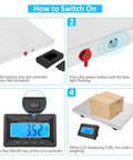 How to switch on the Commercial Grade Digital Shipping Scale With Wireless Display And Bullyproof Stainless Steel Platform 992 Lb.