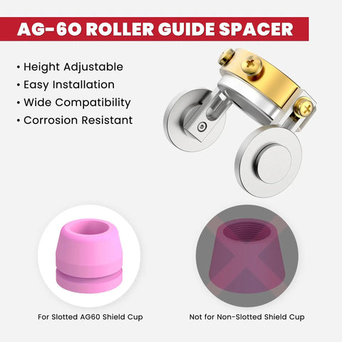 AG-60 Plasma Cutter Roller Guide Wheel Spacer Compass Stand Off For SG-55 WSD-60 BTC500DP With Pilot Arc Starting, dual-wheel design