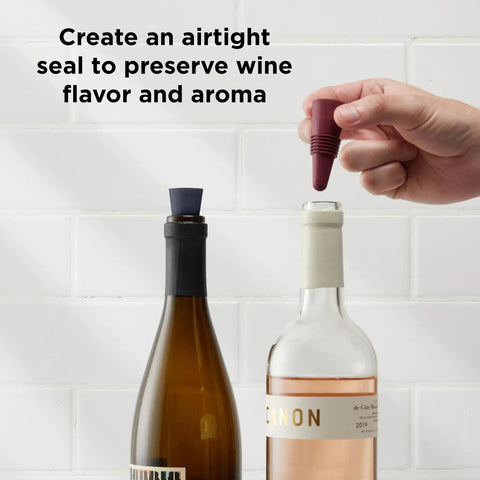 Preserve Your Opened Bottles With This Game Changing Set Of Four Multicolor Wine Stoppers Crafted From Food Grade Silicone And Stainless Steel For An Airtight Seal That Keeps Wine And Drinks Crisp At Any Party Chill Hangout Or Just Everyday Cool Vibes