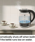 Fast 1.8L Electric Kettle 1500W For Quick Boil Tea Coffee With Removable Lid Auto Shut Off Boil Dry Protection Borosilicate Glass