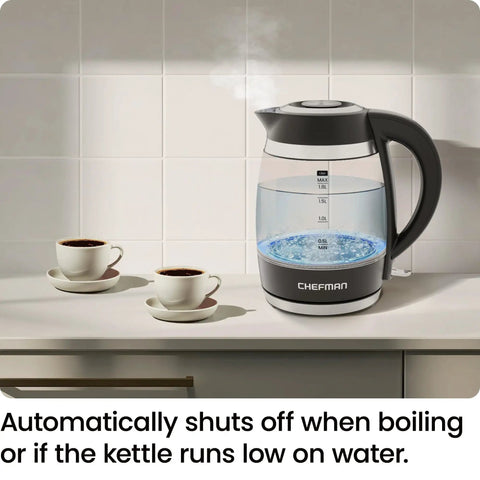 Fast 1.8L Electric Kettle 1500W For Quick Boil Tea Coffee With Removable Lid Auto Shut Off Boil Dry Protection Borosilicate Glass