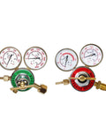 Dual Welding Gas Gauges Regulators Combo Oxygen CGA 540 And Acetylene CGA 510 Two Pack Pro Grade Brass Fittings