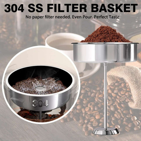 304 stainless steel coffee filter basket with coffee grounds, designed for Heavy Duty 110 Cup Stainless Steel Coffee Urn For Catering.