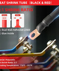 Heavy Duty Copper Wire Ring Terminals Kit For 1/0 Gauge Cables with 3/8 inch lug and black heat shrink tubing, installation view
