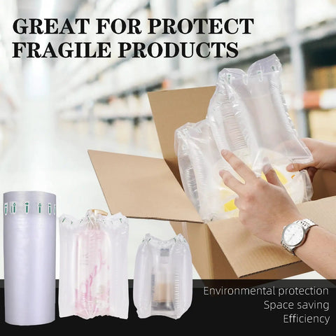 200 Count Air Pillows For Shipping Supplies, Box Filler Alternative To Packing Peanuts, Size 4.72 By 9.84 Inches shown being used in a box