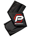 Heavy-Duty 24 By 34 Inch Black Plush Vinyl Fender Cover Pad For Auto Repair And Maintenance, folded view with logo