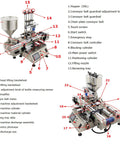 Heavy Duty Smooth Operator Double Nozzle Paste Filling Machine Stainless Steel Piston 10 To 100 Milliliter Capacity with 50L Hopper and 8Mm Nozzle