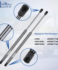 Rear Window Glass Shocks And Liftgate Struts Kit For Jeep Liberty 2002 2003 2004 2005 2006 2007 4 Door Gas Spring Replacement Trunk Lift Supports PM2029 SG314048 2 Piece Set displayed with part numbers.