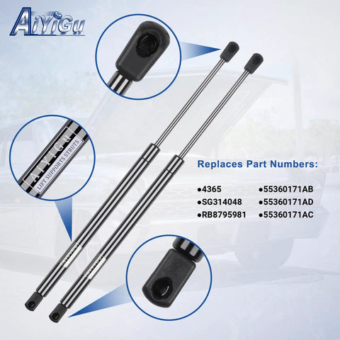 Rear Window Glass Shocks And Liftgate Struts Kit For Jeep Liberty 2002 2003 2004 2005 2006 2007 4 Door Gas Spring Replacement Trunk Lift Supports PM2029 SG314048 2 Piece Set displayed with part numbers.