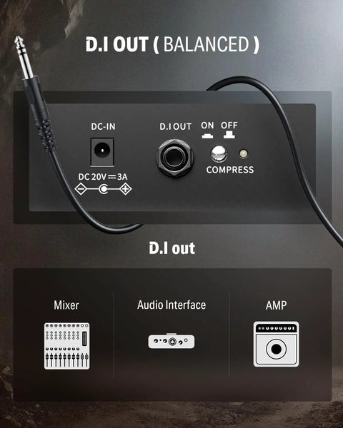 35-Watt Drum Amplifier With Dual 8-Inch Speakers For Jam Sessions DI Out panel details