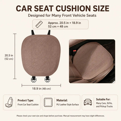 Breathable Car Seat Cushion Pad With Non Slip PU Surface For Mini Cooper SE Convertible And SUVs, 52x48 cm, suitable for various vehicles.