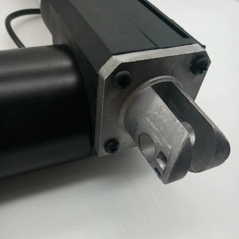 Close-up of Badass Electric Linear Actuator Tubular Motor With Solid Inner Brake for DC 12V 24V 36V, showcasing connector details.