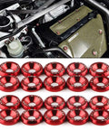 Red 20 Piece Set Bumper Fender Washer Kit For Engine Bay Dress Up Bolts And Fasteners M6 CNC Aluminum Anodized For Cars And Motorcycles