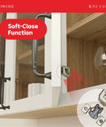Close-up of cabinet with installed 40 Pack Soft Close Cabinet Hinges For Face Frame Doors 1-1/4 Inch Overlay Concealed Hinges.