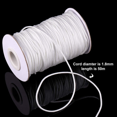 Upgraded Window Setup With This Dope Set Including 100 Clear Roman Rings And 55 Yards Of Heavy Duty White Cord For Stress Free Reweaving And Clean Modern Vibe For Quick Diy Projects Around The House. 50m white braided cord spool.