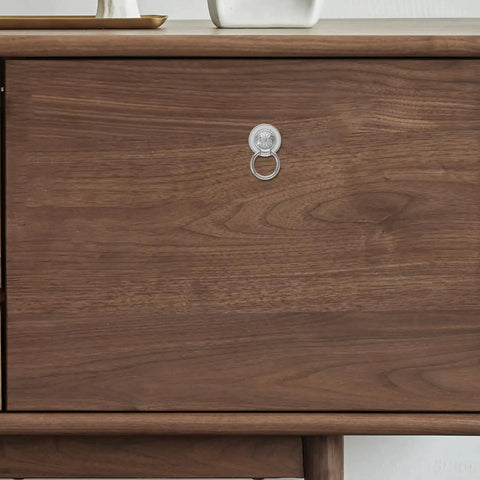 Wooden cabinet with a Vintage Flower Drawer Pull from a 4-Piece Set, 36mm Antique White Nickel Finish, European Style Metal Cabinet Handle.