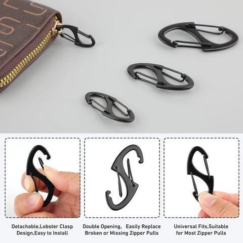 Anti Theft Zipper Pull Clips 20 Pack For Backpacks Luggage Handbags And Purses With Lobster Style Carabiner Clasps And Double Sided Zipper Locks displayed