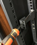 Built Tough 1U Server Rack Depth Extension Kit Drop Right Into Recessed Cabinets With Premium Heavy Duty Steel Build installation with screwdriver.