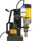 Heavy Hitter 1850 Watt Magnetic Drill Press With Killer 7 Piece Hss Annular Cutter Kit And Smooth Rack And Pinion Depth Dial For Bulletproof Steel Job Sites, showing motor and base details.