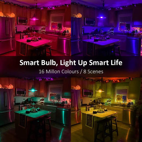 Smart WiFi RGB CW LED Bulbs 13W 1300LM 3 Pack Works With Alexa And Google Assistant 2700K To 6500K Dimmable Multicolor