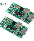 Plug And Play Duo Pack Of Solid Type C Bms Boards Offering 3s 4a Charge Rates With Integrated Step Up Boost Circuits, 39x18x6mm
