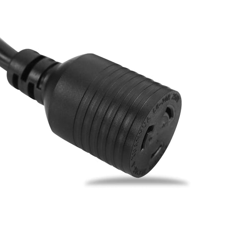 Beefed Up Heavy Duty L6-20P To L6-20R Generator Locking Extension Cord 20 Amp 125/250V Weather Resistant SJTW connector view