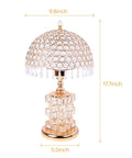 Crystal Table Lamp Set Of 2 Modern Bedside Lamps For Bedroom 3 Way Dimmable with E26 base, crystal dome and metal base dimensions shown.