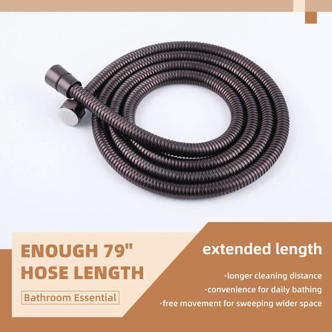 Oil Rubbed Bronze 79 Inch Stainless Steel Handheld Shower Hose Replacement with G One Half Thread coiled view
