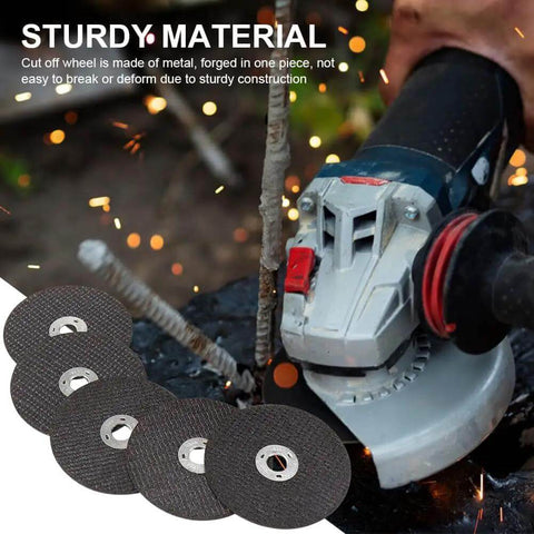 Six Piece Cut Off Wheel Set For Die Grinder With One Quarter Inch Stem Mandrel and metal cutting discs in use