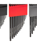 Ball End Hex And Star L Key Set With Holders, 41-Piece, SAE And Metric Wrenches displayed in color-coded holders