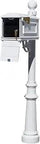 Lewiston Rust Free Cast Aluminum Locking Mailbox System With Post Built Tough Decorative Ball Finial And Fluted Base In White