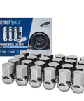 Front Wheel Bearing And Hub Kit For 2011 2020 Dodge Durango And 2011 2019 Jeep Grand Cherokee Includes Two Front Hub Assemblies And Twenty Four Chrome Lug Nuts Five Bolt Hubs Tone Ring ABS Compatible Easy Installation, showing packaged chrome lug nuts