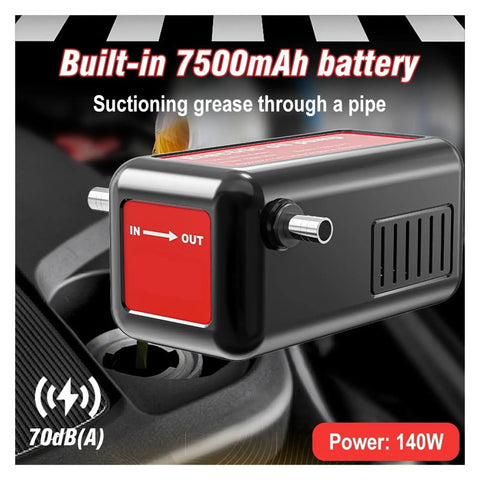 Top Rated 7500mAh Self-Priming Oil Change Pump Compatible With EAFC 140W, built-in battery, suctioning grease through pipe.