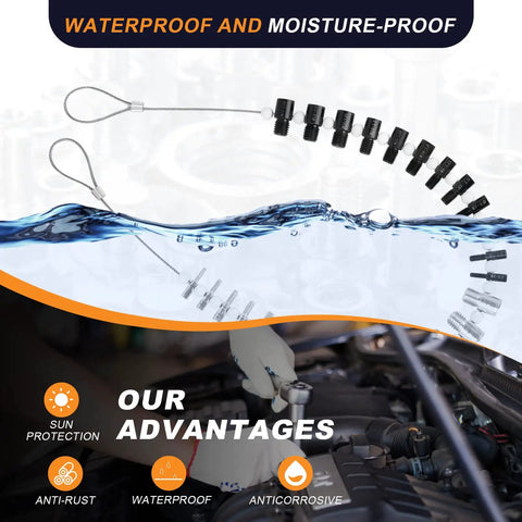 Waterproof and moisture-proof Nut And Bolt Thread Gauge Kit with 32 male and female gauges, advantages highlighted.