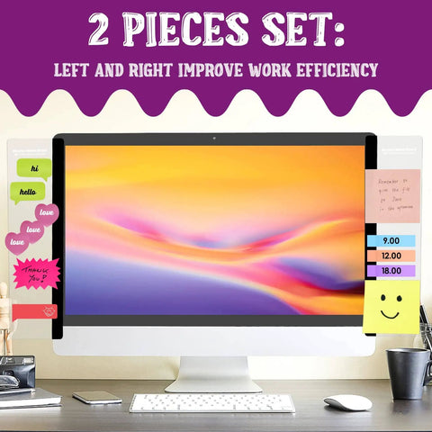 Two Piece Monitor Memo Board Set For Office Desk Organization And Note Taking Sticky Note Holder Side Panels on monitor