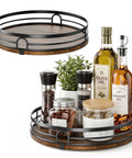 Smooth 360 Spin 2 Pack 9 And 10 Inch Lazy Susan Turntable Organizers Heavy Duty Solid Wood Kitchen Pantry Rotating Tray With No Sweat Access Real Deal Pick displaying spices and oils.