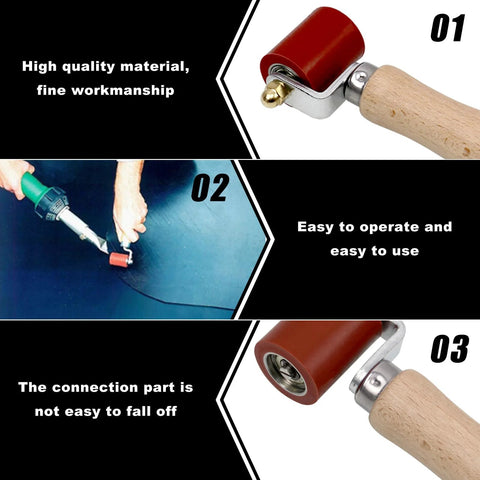 Tylulikaty 40mm silicone seam roller with wooden handle and brass 6mm penny detail.