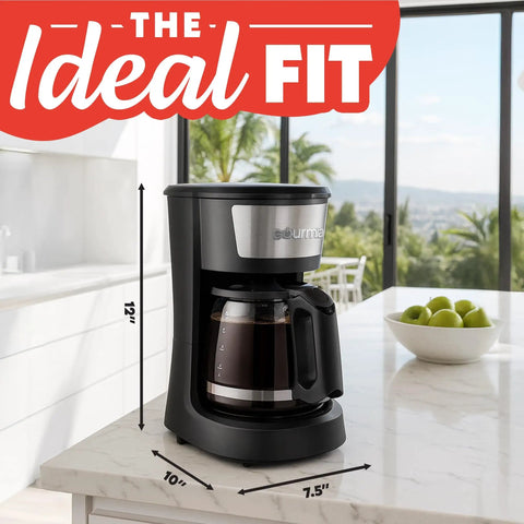 12 Cup One Touch Coffee Maker With Pause And Serve Automatic Keep Warm Easy View Water Window Compact Stainless Steel Accents Black Finish No Fuss Fast Brew For Solo Mornings Or Busy Family Breakfasts on kitchen counter