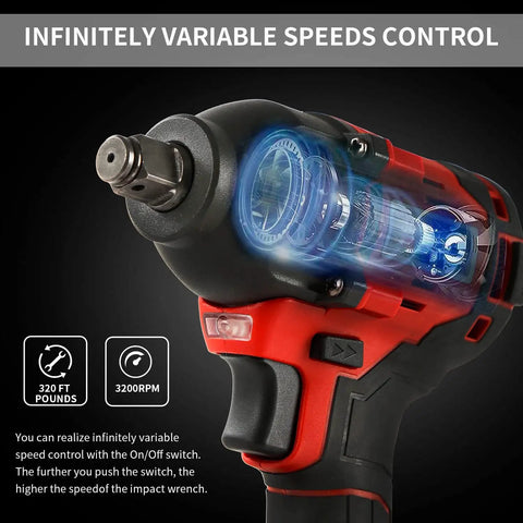 Cordless Impact Wrench Pro With 260 Ft-Lbs Torque, 20V Max Brushless Power, featuring variable speed control and durable build.