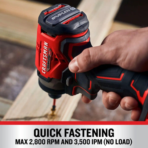 V20 Cordless 1 Quarter Inch Impact Driver Bare Tool Only With Brushless Motor used for quick fastening on wood.