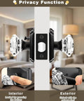 Matte Black Octagon Crystal Glass Door Knob Set 6 Pack Keyless Privacy Function for Bedroom and Bathroom installation example