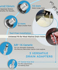 Diagram showing 8cc manual fluid pump with swivel adapters for Mercury Yamaha Suzuki outboard quart bottles, 28mm opening.