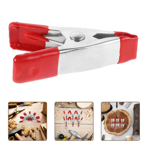 Super Sturdy 12 Piece Heavy Duty Metal Spring Clamps With Red Coated Jaws, Perfect For Woodworking Crafts Panel Fixing And DIY Household Projects That Rock. Metal spring clamp with red coated jaws for woodworking and craft holding.