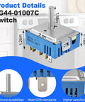 Dual Infinite Switch Replacement For Electric Stoves With Precise Heat Control, Easy Install, blue metal casing, PER001-13D