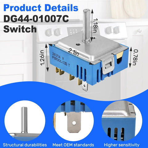 Dual Infinite Switch Replacement For Electric Stoves With Precise Heat Control, Easy Install, blue metal casing, PER001-13D