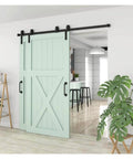Bypass Barn Door Sliding Track Kit For Double Doors 4 To 16 Feet J Shaped Hanging Rails System Matte Black Steel Hardware