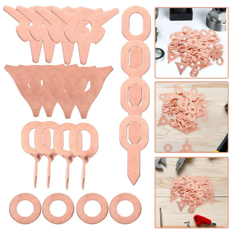 Iron Dent Puller Rings Kit 50-Piece Set For Car Body Repairs showing various ring shapes in copper tone.