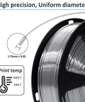 GIANTARM silk metallic silver PLA 3D printer filament on a 1kg spool, 1.75mm diameter ±0.02mm, vacuum sealed