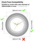 Antique Gold Clock Hands Set Eight Piece For Thick Shaft Movements shown with compatibility for 220mm face diameter clocks.